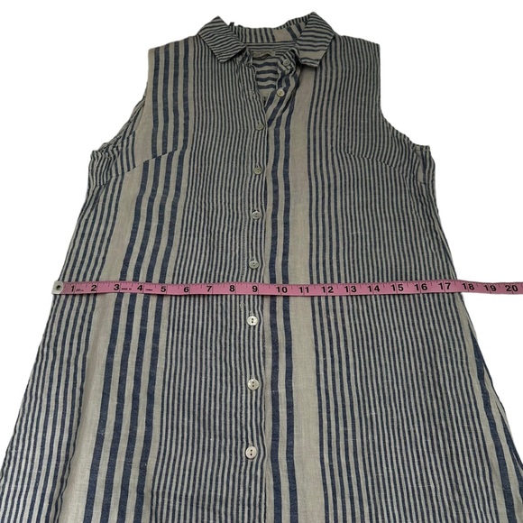 Lina Tomei | Striped Linen Blend Sleeveless Mini Dress Size S - Picture 10 of 12